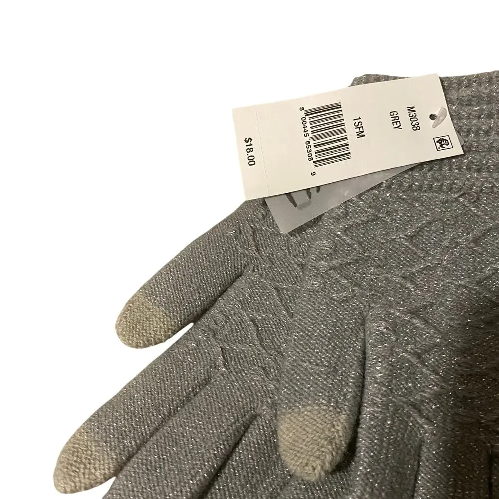 Steve Madden Gray Knit Touchscreen Friendly Light Gloves Women Sz OS